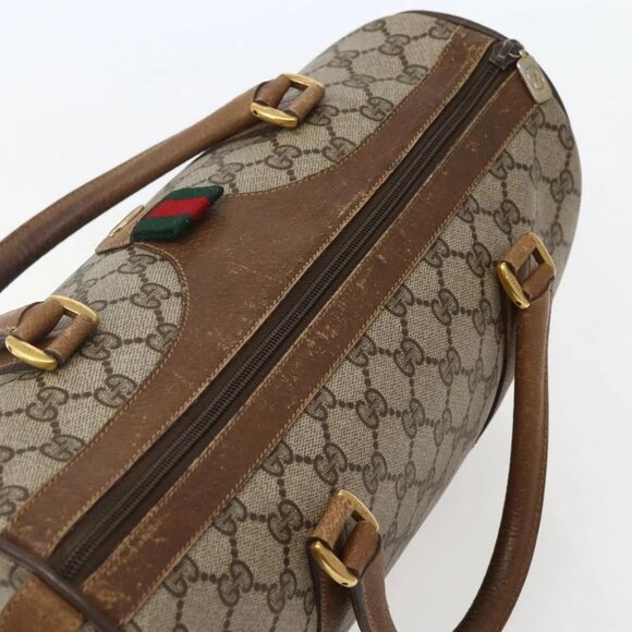 GUCCI GG Supreme Web Sherry Line Bag PVC Beige Gold 111 02 007 Auth bs29491 - Picture 7 of 16